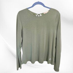 Hologram long sleeve green top with back ties